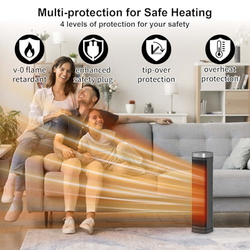 1500W Electric Space Heater 24-Inch with Remote & Thermostat