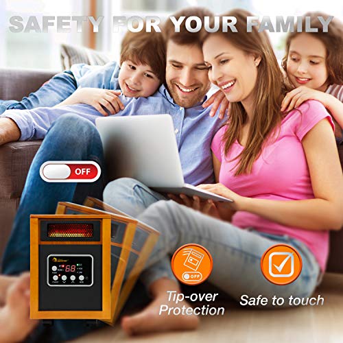 Portable Space Heater 1500W Cherry Infrared Quartz Dual Heating System