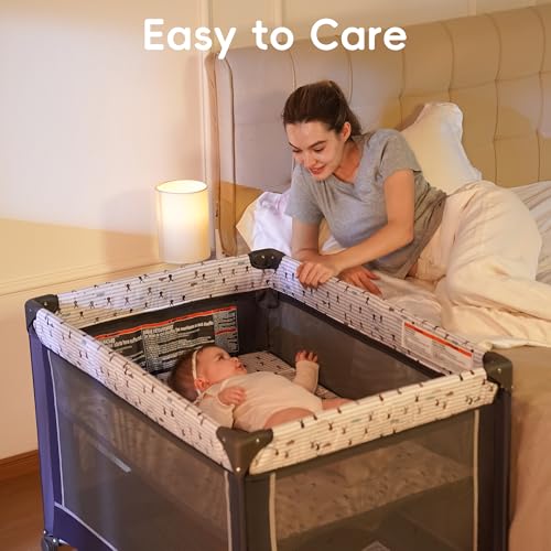 Portable Baby Playard with Removable Bassinet and Travel Bag