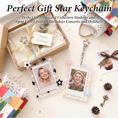 Clear Acrylic Photocard Holder Keychain - 2 Pack Hard Protective Case
