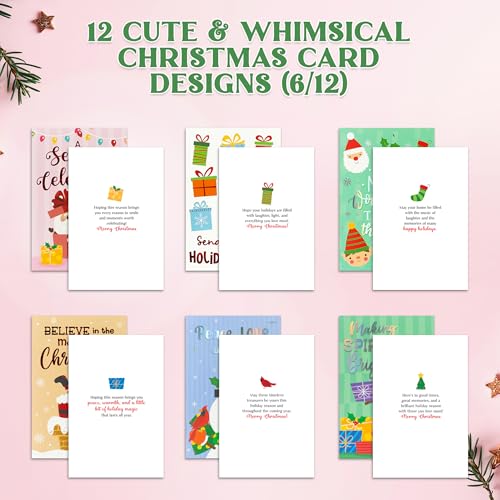 Decorably 24-Pack Red & Silver Foil Christmas Cards with Envelopes
