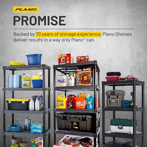 4-Shelf Plastic Storage Shelves, 48x23-Inch Heavy-Duty Shelving Unit