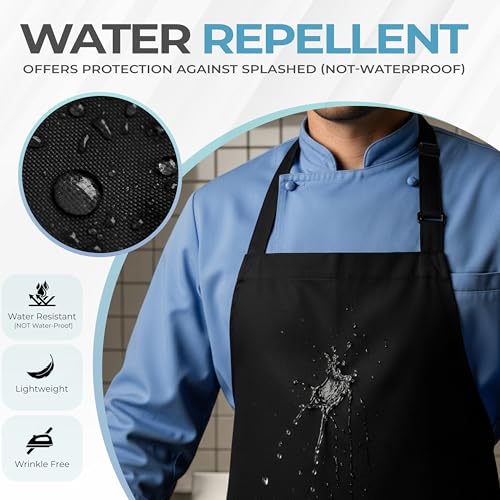 4-Pack Adjustable Bib Aprons with Pockets - Water and Oil Resistant