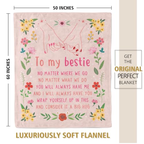 GiltGlimmer Best Friend Blanket 60 x 50 in Pink – Birthday & Christmas Gift for Women, Bestie
