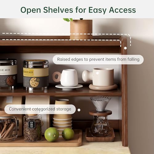 Solid Beech Wood Kitchen Countertop Hutch Organizer with Pegboard, 47.6 Inch