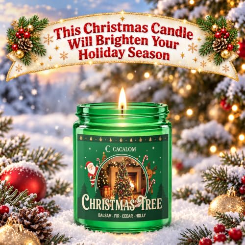 C CACALOM Christmas Scented Tree Candle 7oz - Soy Wax Holiday Decor, Pack of 1