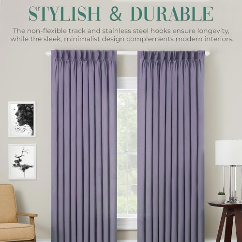 9.8FT Self-Adhesive Curtain Track System with 30 Pinch Pleat Hooks