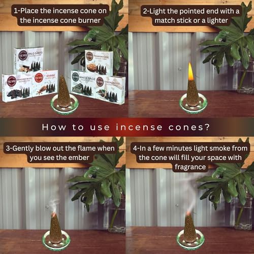 Natural Incense Cones Variety Pack - 60 Count, 6 Premium Scents