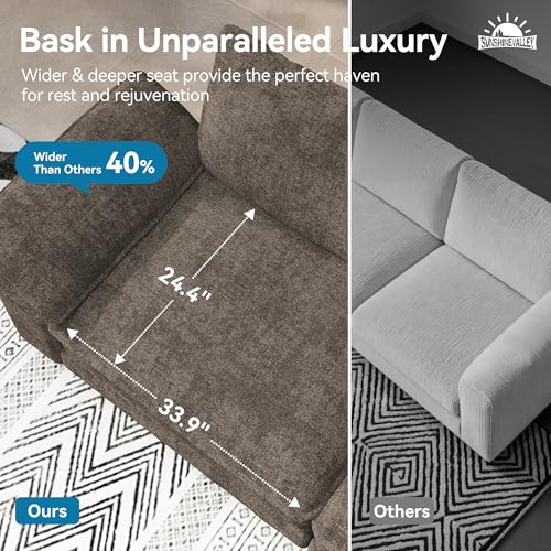 2-Piece Modular Chenille Sofa Set - Deep Seat Loveseat and 3-Seater Couch