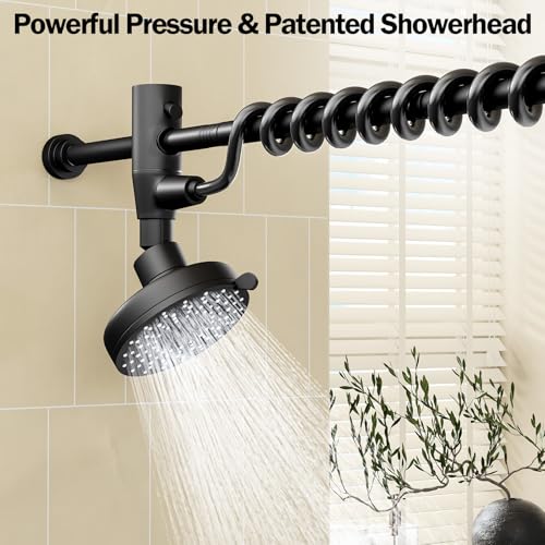 Dual Shower Head System with Adjustable 60-Inch Slider, Black Stainless Steel