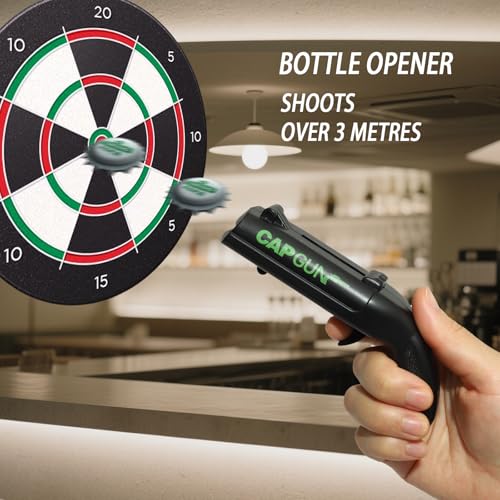 Chynexus Black-Gray Cap Launcher & Bottle Opener – Funny Shooting Gun Party Gift (2 Pack)