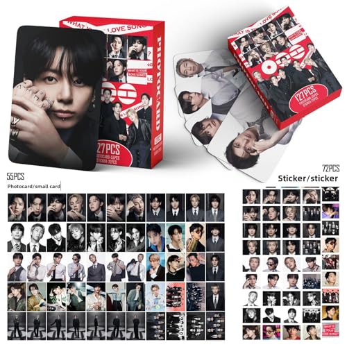 Photocard Album Set with 55 Lomo Cards and 72 Stickers for DIY Scrapbooking