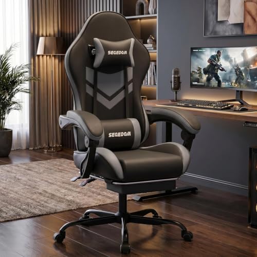 Ergonomic Gaming Chair with Footrest and Massage Lumbar Support