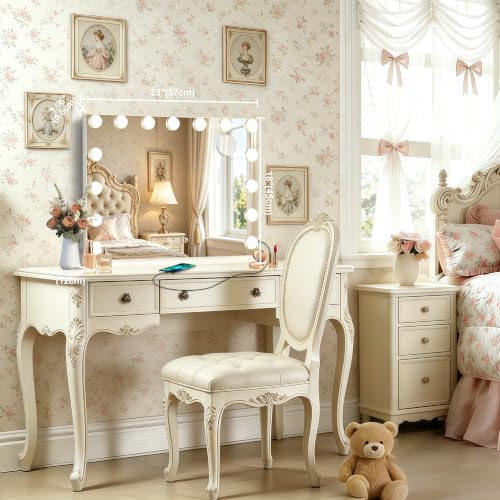 Ratsamee Hollywood Vanity Mirror with Lights, 23" x 18", 15 Dimmable