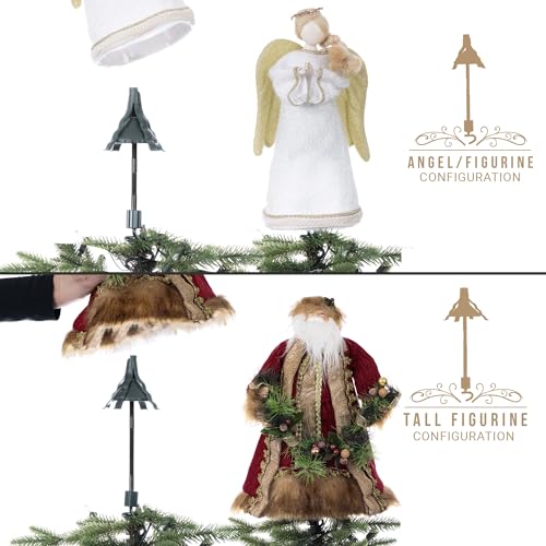 Universal Twist-On Christmas Tree Topper Holder and Stabilizer, Green Metal