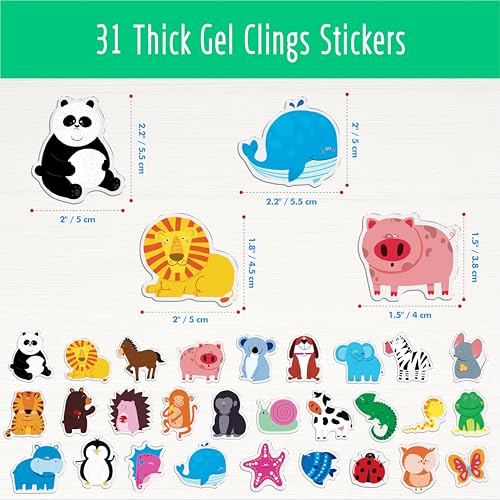 31 Animal Gel Clings - Removable & Reusable Window Stickers