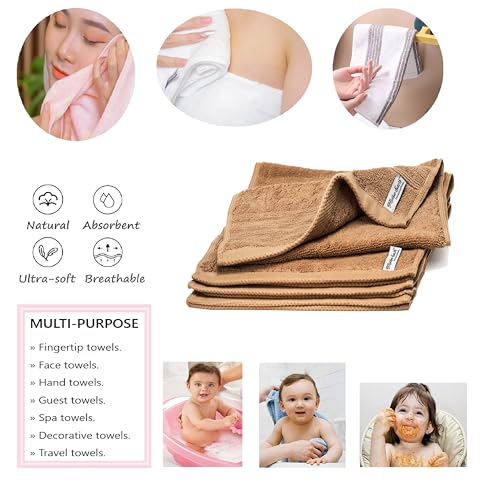 Cotton Fingertip Towels for Bathroom - Soft, Absorbent, Quick-Dry, 11x18 Inches - 4 Pack