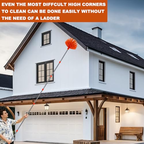 High Reach Microfiber Duster Kit with 14 ft Extension Pole & 2 Heads