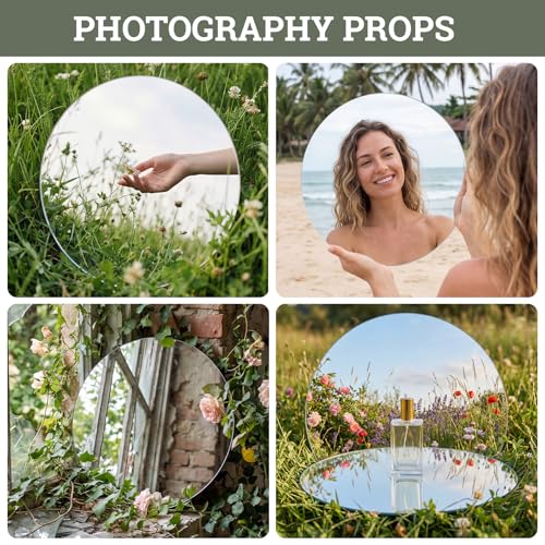 12-Inch Round Acrylic Mirror Centerpieces for Tables - Set of 12