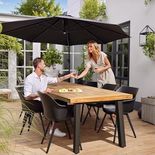 Solid Acacia Wood Dining Table for 6 - 69-inch Farmhouse Indoor Outdoor Table