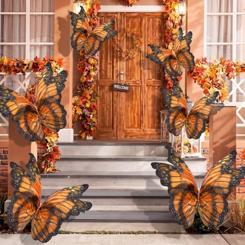 6-Piece Large 3D Monarch Butterfly Decorations for Party and Home Decor