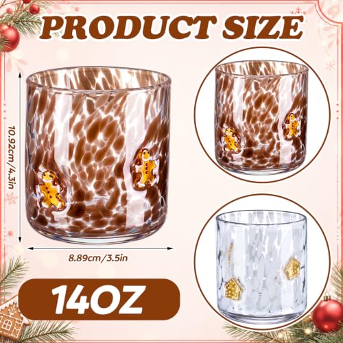 LemonRoad 2 Pack Christmas Gingerbread Icon Glass Cups 16oz - Man & House Variations