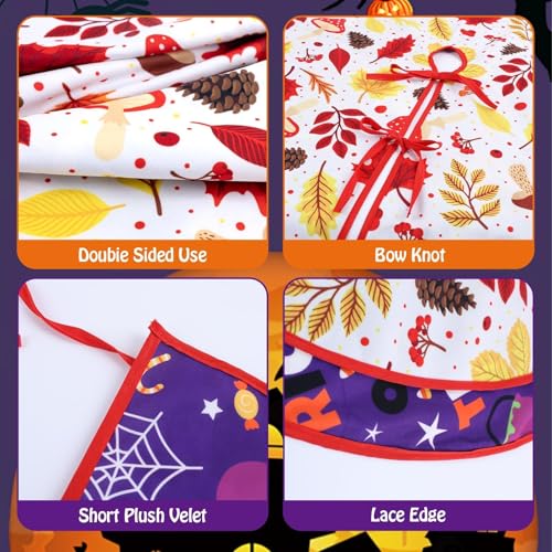 36-Inch Reversible Fall & Halloween Tree Skirt, Double-Sided Holiday Mat