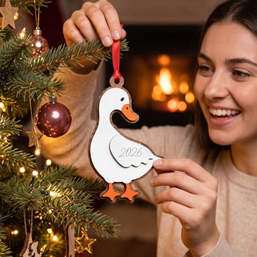 Duck Christmas Ornament - 4 Inch Writable Wooden Name Ornament