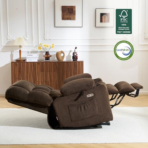 Dual Motor Power Lift Recliner Chair with Massage, Heat, and USB Ports