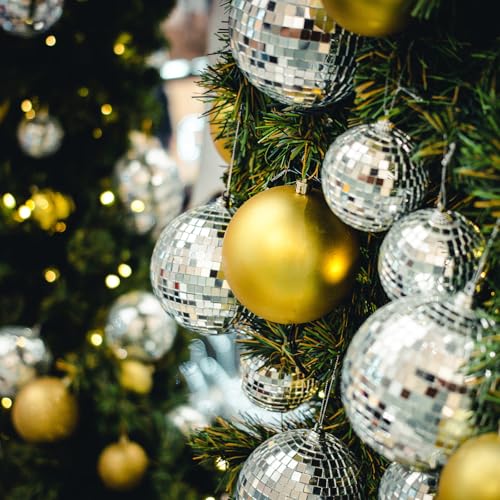 Lenwen 2 Inch Disco Balls – 100 Pcs Silver Mirror Hanging Ornaments