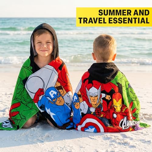 Marvel Avengers Kids Hooded Bath Towel - Soft Cotton Towel Poncho for Boys