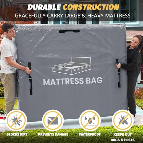 BETU Heavy-Duty Twin Mattress Bag for Moving & Storage - Reusable Waterproof Cover