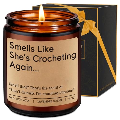 Fairy's Gift Crochet Candle - Lavender Scented Knitting & Crocheting Gift for Women