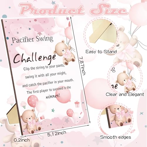 Baby Shower Pacifier Swing Game Set with Wooden Sign and 12 Pacifiers