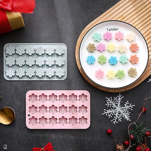 Christmas Snowflake Silicone Molds 18 Cavity - Holiday Baking & Craft Set