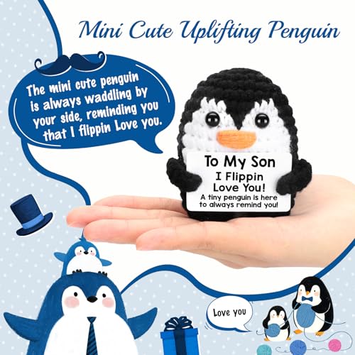 Handmade Crochet Penguin Gift for Son - Funny Pocket Buddy Keepsake