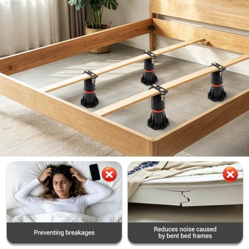 Adjustable Bed Support Legs 4-Pack, 8.4-13.5 Inch Heavy Duty Bed Frame Feet