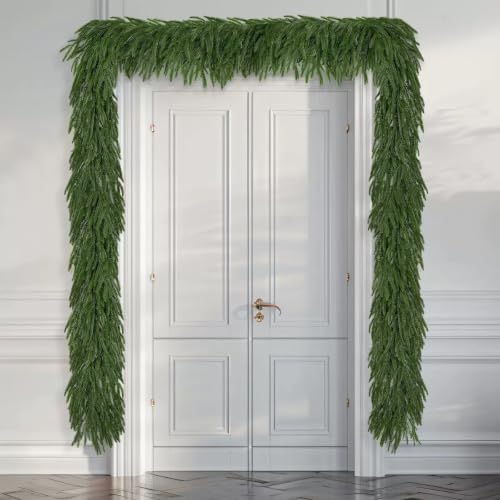 Pututoc 12 FT Norfolk Pine Garland - Realistic Christmas Greenery Decor, 2 Pack
