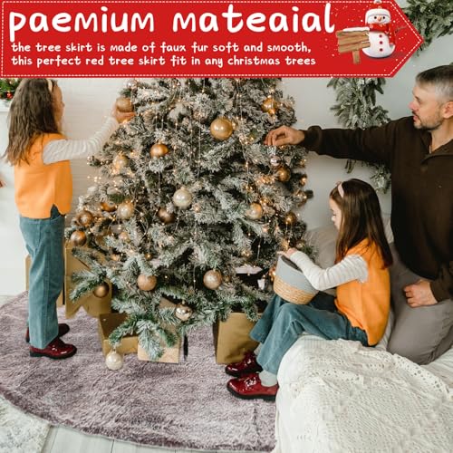 Jenaai 80'' Christmas Tree Skirt Faux Fur Brown, Classic