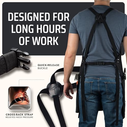 Heavy-Duty Chef and BBQ Apron with Bottle Opener, Hand Towel & Cross Back