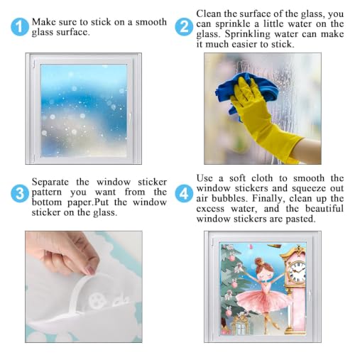 Whaline Pink Nutcracker Window Clings Gift Set – 6 Sheets Christmas Decor for Windows