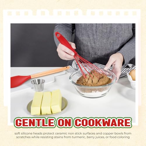 24-Piece Red Silicone Spatula and Whisk Set - 12 Inch Kitchen Utensils for Cooking & Baking