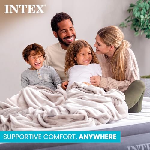 Intex Dura-Beam Deluxe Queen Air Mattress 18-Inch with Built-In Pump