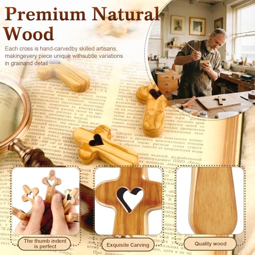2.5-inch Handcrafted Olive Wood Prayer Cross with Heart Cutout - Style B