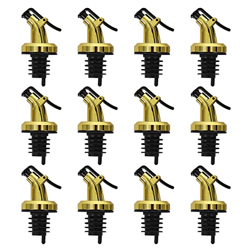 12 Pcs Gold Oil Dispenser Spouts for Bottles – Leakproof Olive & Vinegar Pourer Set