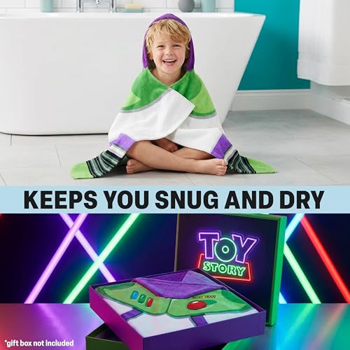 Disney Pixar Toy Story Bath Towels with Hood for Boys, Ages 2-6, Buzz