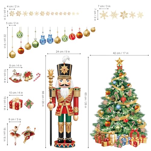 Wondever Nutcracker Christmas Window Clings - 9 Sheets, Static Cling Glass Decals