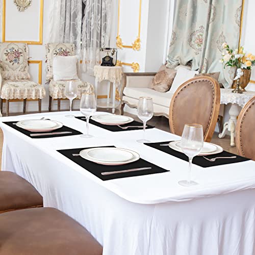 Set of 8 Cloth Placemats, Machine Washable Linen-Look Polyester Table Mats