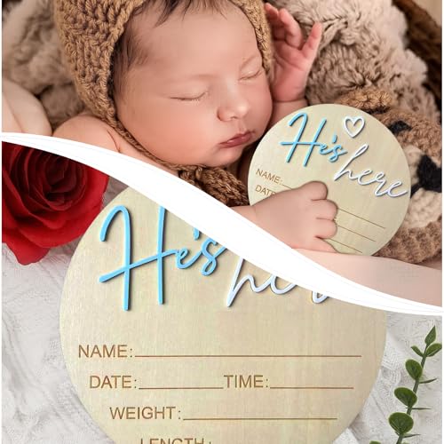 Wooden Baby Birth Announcement Sign - 5.9-Inch Newborn Photo Prop