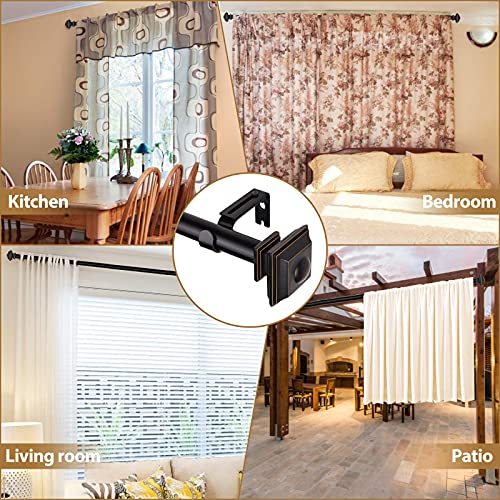 Square Curtain Rod Finials, 1-Inch and 7/8-Inch Decorative End Caps, Black